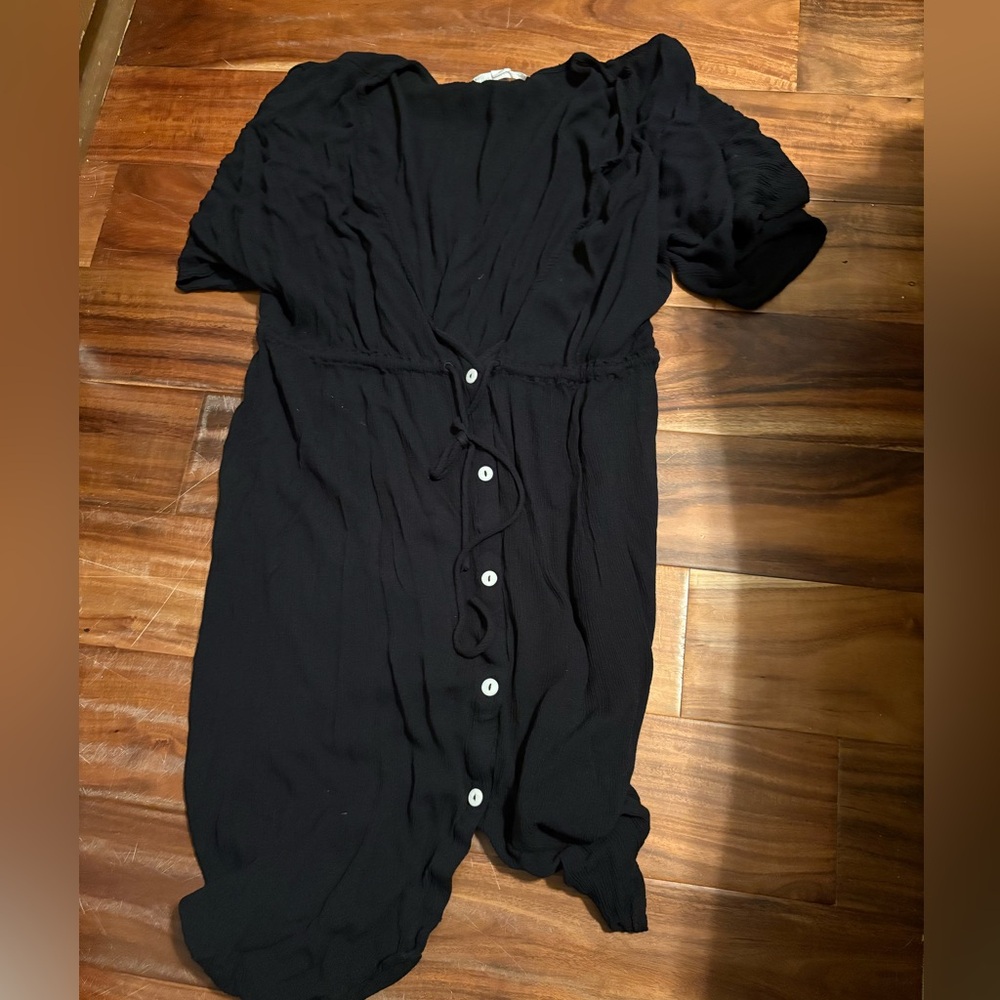 O’Neill Saltwater‎ Solids Black Swim Cover-Up Dress Button Front (1004)